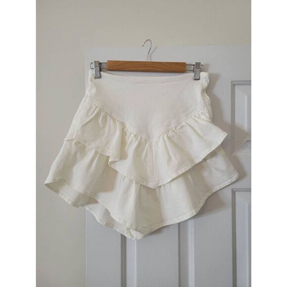 Mother The Ruffle Mini Denim Skirt, White 26 $178 - Picture 3 of 10